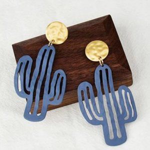 Blue Cactus Earrings